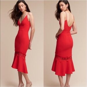 NICHOLAS Amina Midi Dress Flounce BHLDN Poppy Red 4